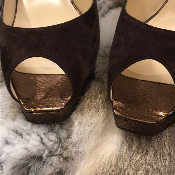 Jimmy Choo Brown Suede Heels Sz 42 - Picture 2 of 5